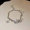 Bangle Luxury Elegent Moonstone Starfish Jellyfish Bracelet For Women Rhinestone Star Chain Birthday Party Gift Y2K Jewelry