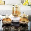 Storage Bottles Lid Gold With Pot Inlay Metal Relief Glass Jars Craft European Living Room Decoration Jar