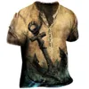 メンズTシャツヴィンテージメンズTシャツ3DプリントシップトップサイズのナビゲーショントップTシャツ男服パンクストリート231201