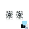 Fine jewelry 925 silver lab diamond bridal wedding stud vvs moissanite earrings