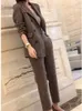 Kvinnors tvådelar Byxa Woolen Blazer och Pantsuits Chic Elegant Korean Fashion Trousers Outfits Autumn Female Suit Jacket 2 Set 231201