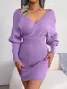 Vestidos casuais básicos bodycon camisola vestidos para mulheres outono inverno casual manga longa roupas de malha branco verde azul preto roxo 231130