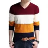 Herrenpullover BROWON Markenpullover Herbst Herren Langarm Slim Pullover Neuer V-Ausschnitt Fit Pullover Gestreifter Pullover unten Große Größe M-4XLLF231114L2402