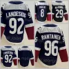 Maillots de hockey cousus 2022 Hommes Coupe MacKinnon Gabriel Final Nathan Cale Landeskog Makar Mikko Rantanen Joe Sakic Peter Forsberg Bleu Blanc