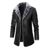 Мужская искусственная кожа средней длины, осенне-зимняя повседневная плюшевая куртка с большими лацканами, мужская утолщенная теплая деловая кожаная куртка 231201