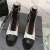 Stivaletti da donna Designer Zipper Scarpe per il tempo libero all'aperto Ladies Chunky Low Heels Classic White Retro Balck Golden Snow Boot