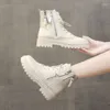 Botas calzado botines de combate borla punta redonda zapatos cortos para mujer plataforma alta gruesa tobillo de mujer estilo Punk Pu tendencia 2023