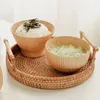 Skålar japansk stil trä ris ramen skål sallad kök baby barn hushåll kök servis vajilla