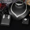 Necklace Earrings Set 4 Piece Ultra Luxurious Small Crystal Zircon Bridal Wedding Party Outfits Nigeria Dubai Jewelry Accessories