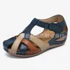 Sandalen Damen Schuhe Retro Round Toe Wedge Cross Buckle Casual Bequeme Mode