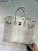 Sacs à main de créateurs Sacs de l'Himalaya Designer Blanc Nil Crocodile Ventre 35cm Cuir Cousu À La Main Femmes De Luxe Grande Capacité