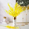 装飾的な花5フォーク人工黄色の踊り結婚式のための家の装飾のための蘭の花瓶ファレエノプシスブーケシルククリスマス