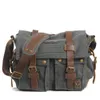 Messenger Bags Vintage Canvas Spleißen echtes Leder Tasche Einzelne Umhängetasche lässige Pografie wasserdichtes Futter SLR-Kamera 231130