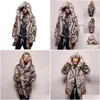 Men'S Fur Faux Mens Winter Men Coat 2022 Jacket Fashion Warm Leopard Thick Hooded Outwear Overcoat Drop Delivery Apparel Clothing Dhjuu