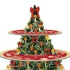 Cake Tools Paper Cake Stand 3 Tier For Christmas Party Supplies Dessert Cupcake Tower Tray Platter Christmas Tree Shape For Year 2024 231130