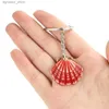 Keychains Lanyards Fashion Ceramic Scallop Pendant Keychain Porcelain Jewelry Ryggsäck Decor Charms Car Keyring For Women Girls Gift R231201