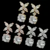 Womens Four leaf flower earrings Studs Designer Jewelry Large and small drill Studs gold silvery rose gold Full Brand as Wedding C260z