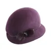 ワイドブリム帽子バケツ帽子100％オーストラリアウールフェルト帽子秋の冬の教会クローシェ帽子エレガントなバンケットミンクファーラ231130