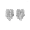 Stud Earrings Heart Shape Crystal Chain European American Style Personality Fashion Ms Wedding Accessories Wholesale