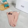 Designer Women Winter Pink Wool Gloves Elegance Windproof Warm French Style Gloves with Fleece Lining Outdoor Date Gift