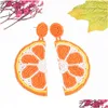 Cazibe yaratıcı meyve tarzı limon turuncu şeklindeki boncuklu küpeler yaz serin plaj el yapımı dokuma ifadesi kadınlar için dr dhrzv