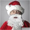 Décorations de Noël Décoration Père Noël Barbe Simulé Perruque Blanche DIY Ornements Noël Cosplay Prop Année Fête Décor Fournitures Drop Dhdq2