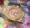 Relogio Masculino Popuar Quartz Men Big Dial Watches Auto Data Diamonds Pierścień Stal nierdzewna Pasek Oczy Projekt Analog Analog Business Casual Difts