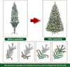 Sapin de Noël artificiel de 6 pieds illuminé avec lumières, pommes de pin, flocage avec 270 lumières LED blanc chaud, 810 pointes de branches en PVC, décorations de fête