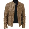 Heren Jassen Mode Leren Jas Slim Fit Stand Kraag PU Casual Rits Mannelijke Winddicht Motorfiets Revers 8 Kleuren 231201