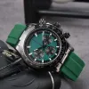 R0Lex Six Needles Calendar Wrist Watches Men Mens Watches Full Function Sapphire Glass Quartz Watch Luxury Brand Clock Män kronograf Gummi klockband RLX021