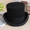 Sombreros de ala ancha cubo 2023 lana hombre plano sombrero de copa moda fedora versátil panamá mago caballero cilindro correa steampunk elegante 231201