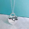 sell Birthday Hot Christmas GiftSmall T Family s Silver Heart shaped Lightning Flower Dropping Enamel Love Pendant with Collar Chain Pedigree Necklace