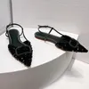 Leren sandalen met pailletten, luxe designerschoenen, sexy hoge hakken voor dames, puntige stiletto's, trouwschoenen, mode-gesp, kledingschoenen, comfortabele vrijetijdsschoenen voor buiten