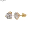 Sieraden Stud Earring Goud 14K Solid met Moissanite Diamond 5mm 6.5mm 7.5mm Aangepaste grootte KLASSIEKE Geelgouden oorbellen