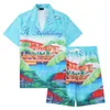 Designer pakoverhemd korte lente herfst nieuw klassiek patroon kleine bloemenprint shirts met korte mouwen shorts