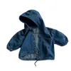 Chaquetas 9237 Ropa para niños Abrigo con capucha Otoño e invierno 2023 Moda Boy Cardigan Cierre Denim Pana