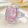 Cluster Rings Luxury 8CT Pink Moissanite Diamond Ring Real 925 Sterling Silver Party Wedding Band för kvinnor Men engagemangsmycken