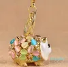 Porte-clés vente bricolage porte-clés animal cochon porte-clés strass métal porte-clés élégant sac pendentif émail Llaveros 3D mini bijoux