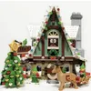 Julleksakstillbehör i lager 10275 Creative Expert Winter Village Club House Sleigh Tree Building Blocks Bricks Toy Kid Christmas Gift 231129