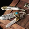 Hängen Solid 925 Sterling Silver Necklace For Men Vintage Charms Takahashi Goros Pendant Eagle Feather Chain Jewelry P1022