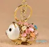 Nyckelringar som säljer DIY Keychain Animal Pig Keyrings Rhinestone Metal Key Chain Elegant Bag Pendant Emamel Llaveros 3D Mini Jewelry