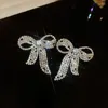 Necklace Earrings Set Sweet Shine Rhinestone Zircon Bow Choker For Women Exquisite Temperament Fashion Jewelry