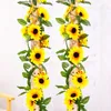 Decorative Flowers Fake Flower Artificial Sunflower Vine Silk For Wall Decor Wedding Party Arch Garden Background Decorations