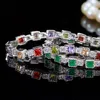 Wong Rain Vintage 100% 925 Sterling Silver Emerald Gemstone Bangle Charm Wedding Cocktail Armband Fina smycken gåvor Hela CX1999