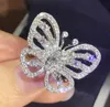 Shining 925 Sterling Silver Butterfly Rings Natural White Sapphire Diamond Ring for Women Engagement Birthstone Jewelry Storlek 5 14523770