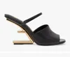 2024 Designer sapatos mulheres vestido bombas sandálias primeiro vison cabelo sandálias de salto alto design de luxo salto alto ouro-tom esculpido tamanho tamanho35-39