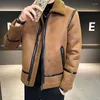 Giacche da uomo Autunno / Inverno Cappotti caldi e spessi in pelle scamosciata Elegante giacca casual sociale in pelliccia slim fit all-in-one M-3XL