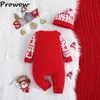 Rompers Prowow Baby Christmas Costume Alloverseer Printed Christmas Romper Bodysuit with Xmas Hat My First Year Baby Cothous 231130