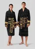 Couples' nightgown Designer men's bathrobe High-end cut velvet and women's couples long printed lace-up Vintage bathrobes for men women 250