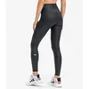 Pantalones activos LO Talle alto Slim-fit Yoga Cuero Deportes de mujer Fitness Mate Sexy con logotipo